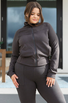 Where Are You Zip Up Jacket in Black - Molliee Boutique