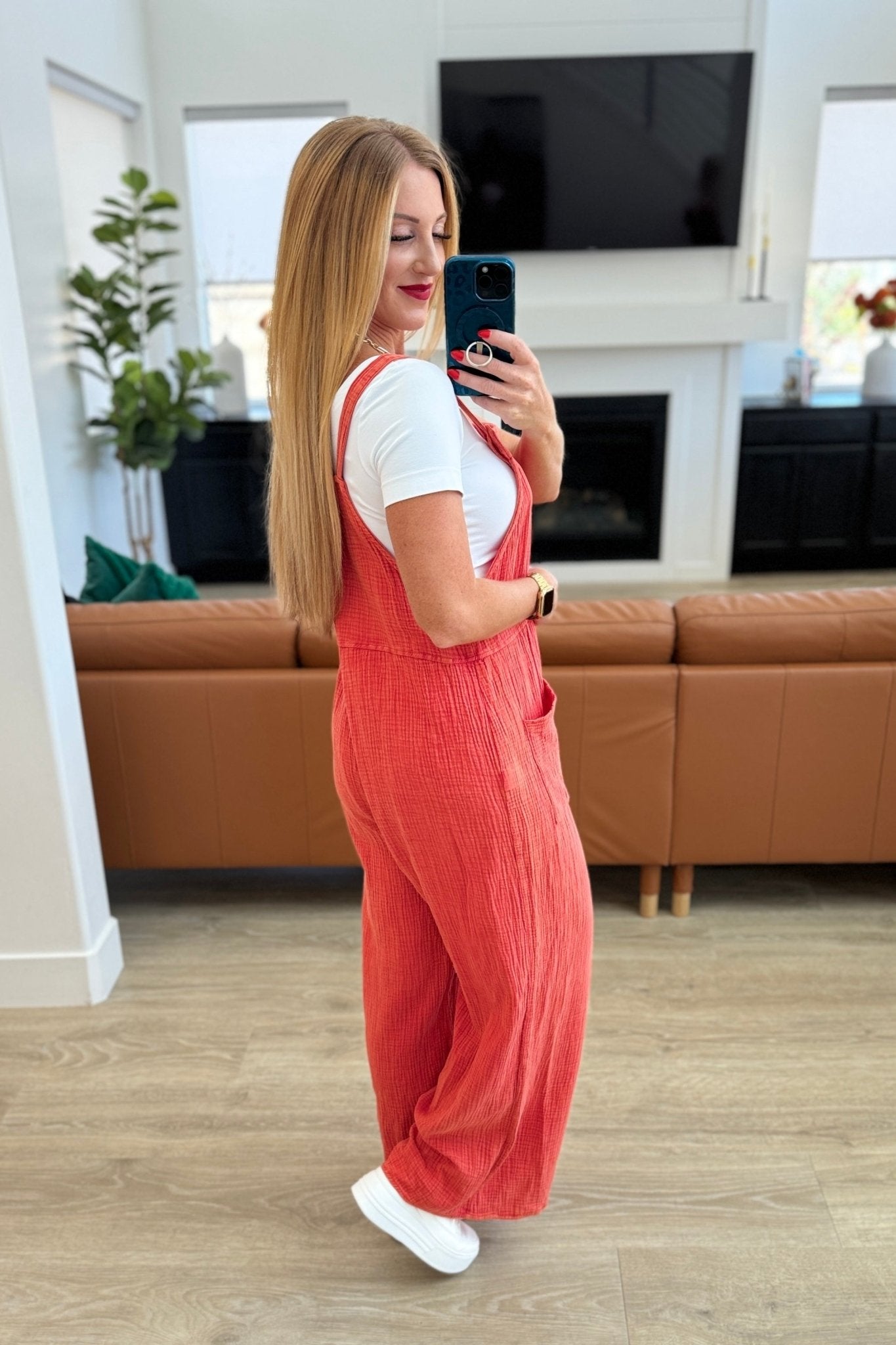 Yankee Doodle Crinkle Woven Jumpsuit - Molliee Boutique