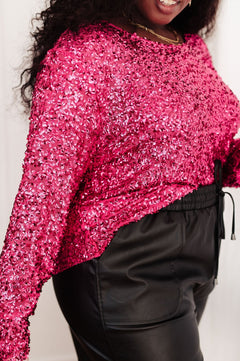 You Found Me Sequin Top in Fuchsia - Molliee Boutique