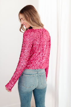 You Found Me Sequin Top in Fuchsia - Molliee Boutique