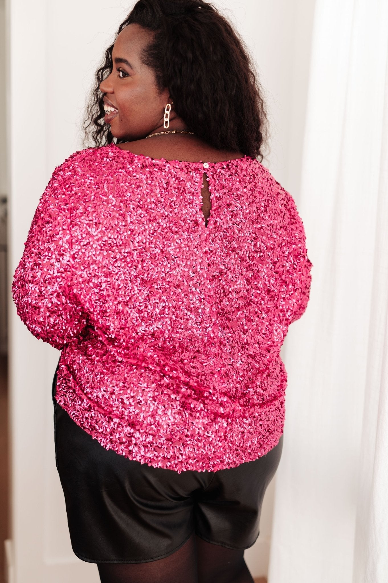 You Found Me Sequin Top in Fuchsia - Molliee Boutique