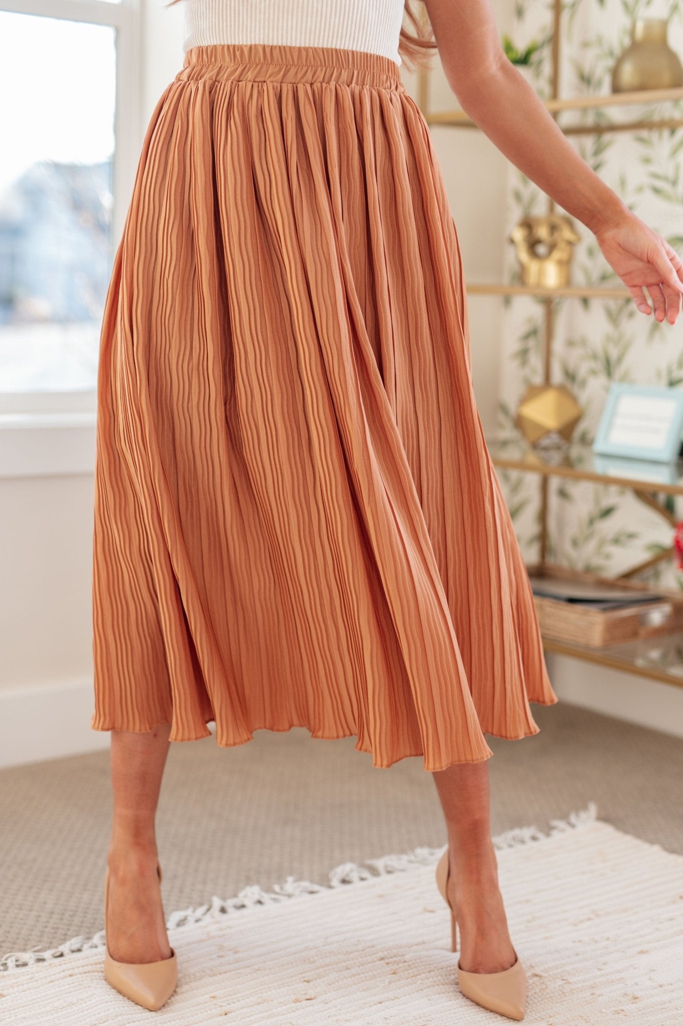 Are You Talking to Me Pleated Midi Skirt - Molliee Boutique