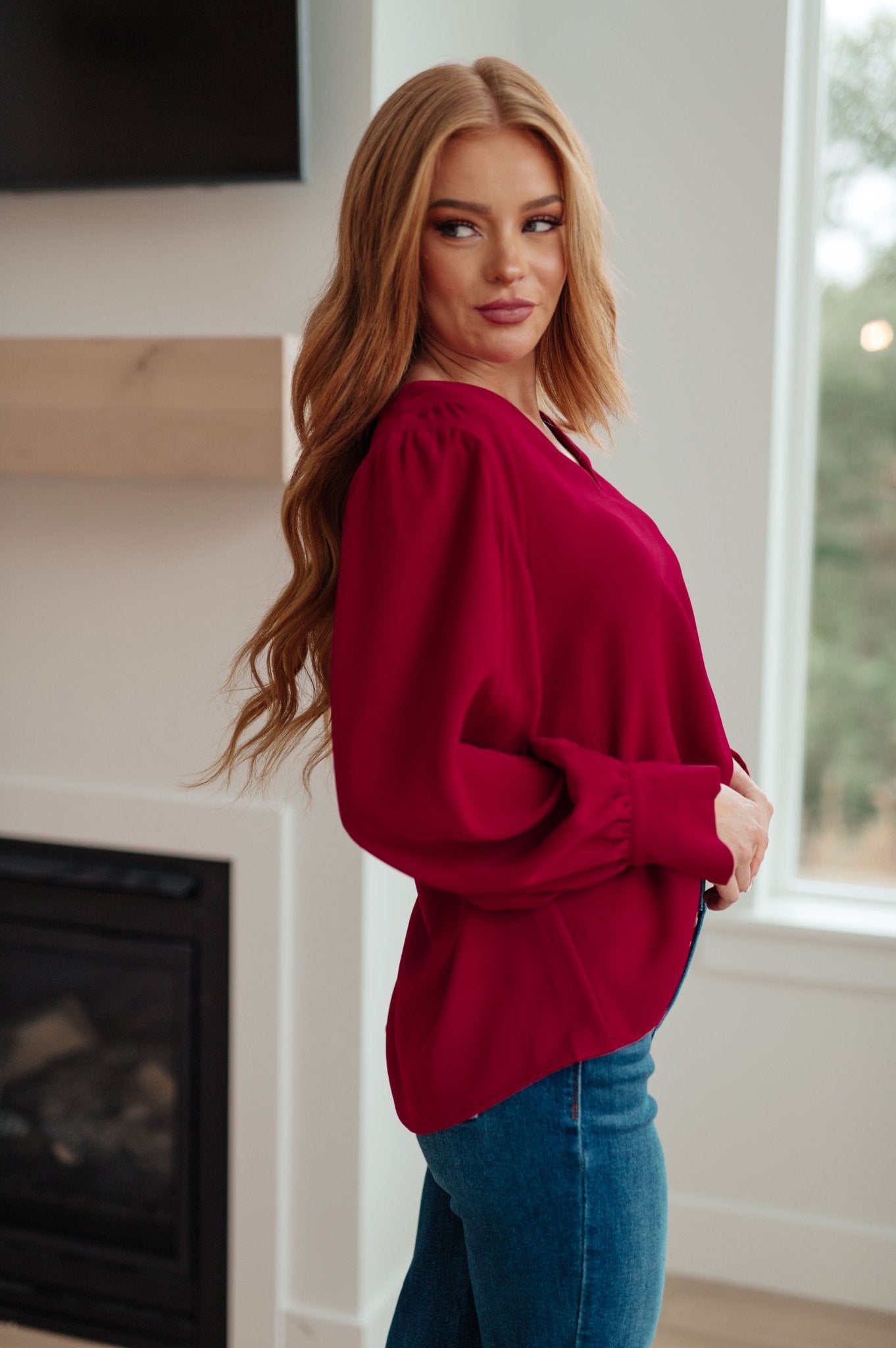 Back in Business V-Neck Blouse - Molliee Boutique