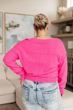 Back to Life V-Neck Sweater in Pink - Molliee Boutique