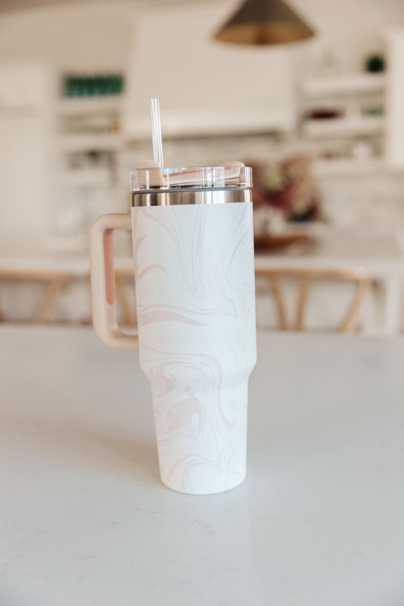 Boss Babe 40 oz Stainless Steel Tumbler in Marbled Mauve - Molliee Boutique