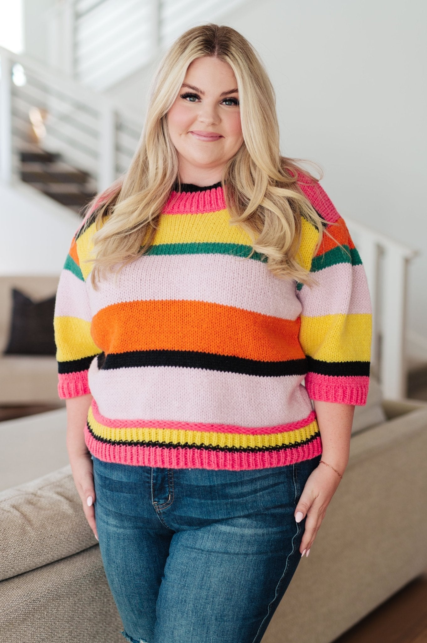 Bright Side Striped Sweater - Molliee Boutique