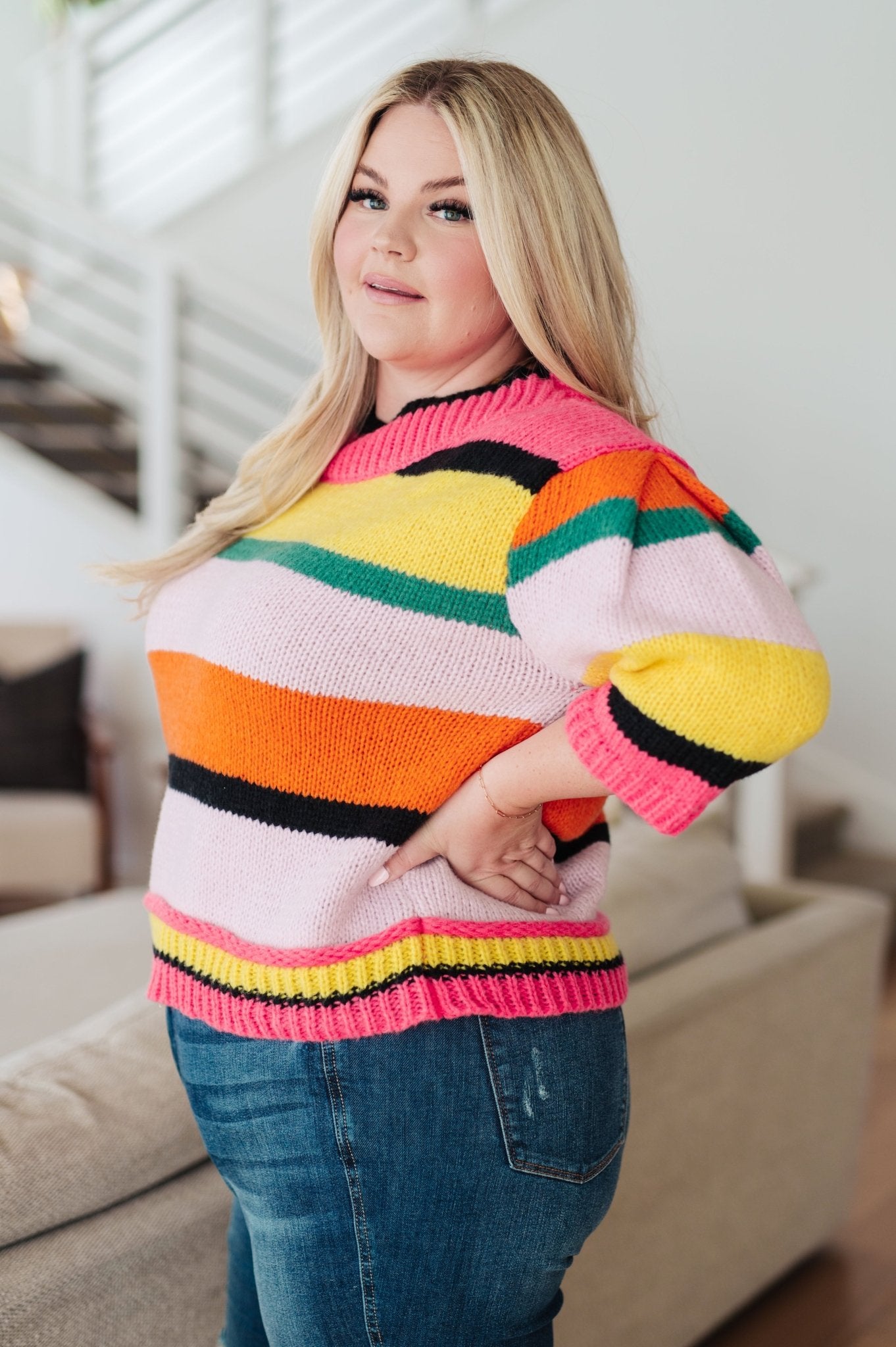 Bright Side Striped Sweater - Molliee Boutique