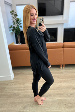 Buttery Soft Long Sleeve Loungewear Set in Black - Molliee Boutique