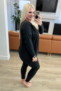 Buttery Soft Long Sleeve Loungewear Set in Black - Molliee Boutique