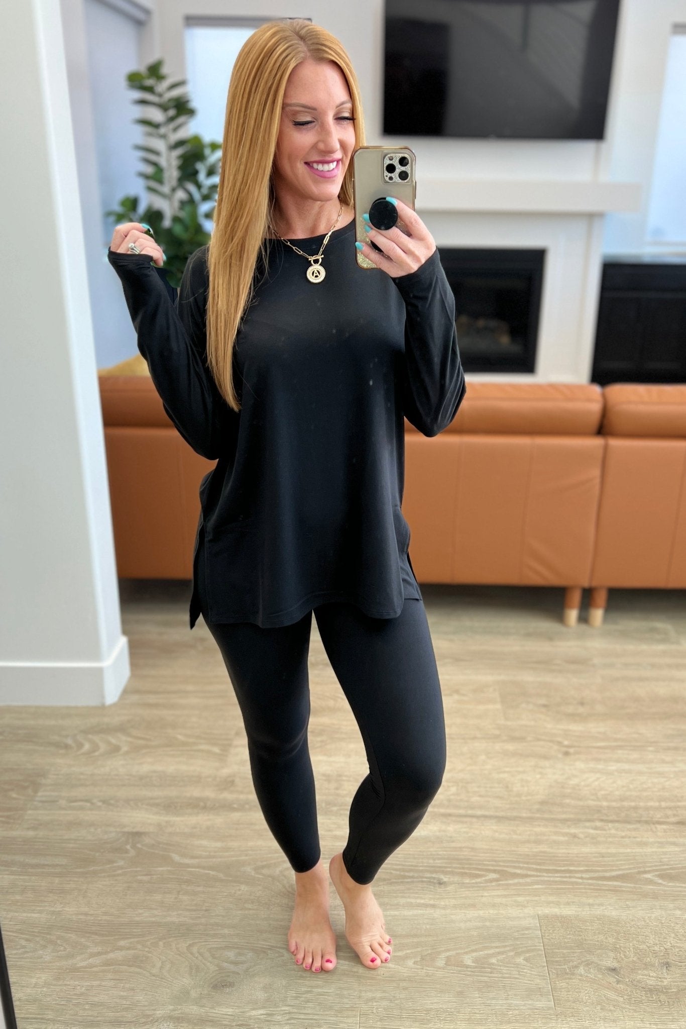 Buttery Soft Long Sleeve Loungewear Set in Black - Molliee Boutique