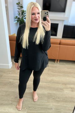 Buttery Soft Long Sleeve Loungewear Set in Black - Molliee Boutique