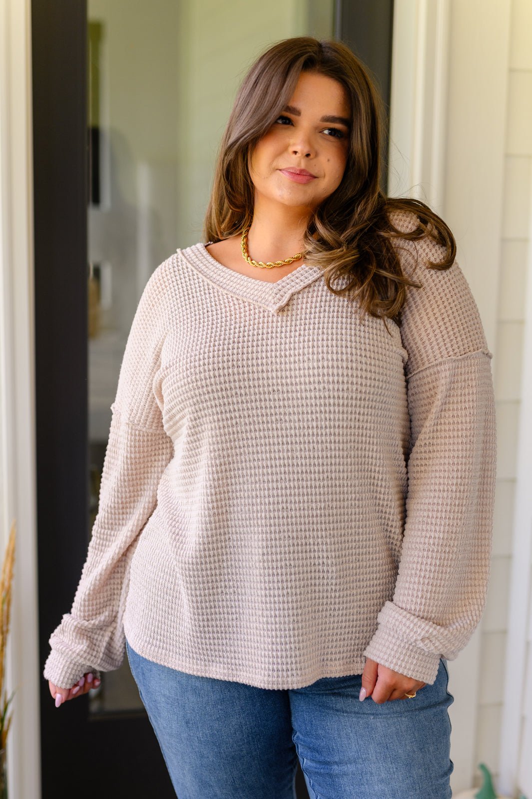 Calm In The Chaos V-Neck Sweater - Molliee Boutique