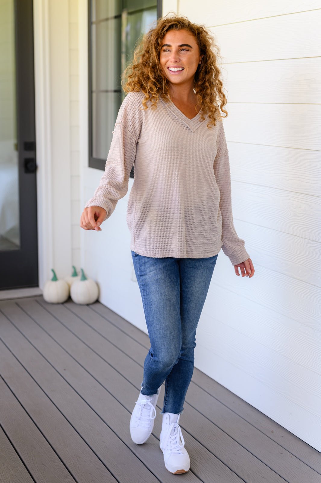 Calm In The Chaos V-Neck Sweater - Molliee Boutique