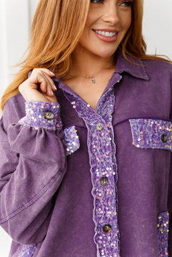 Chaos of Sequins Shacket in Purple - Molliee Boutique