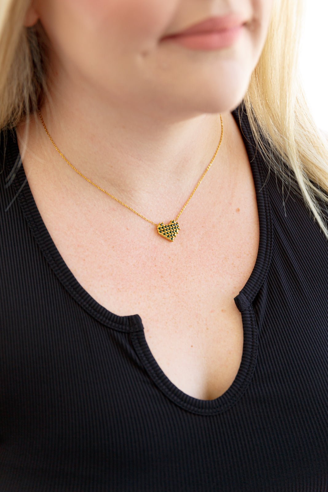 Checkered Heart Necklace - Molliee Boutique