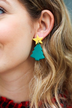 Christmas Tree Clay Dangle Earrings - Molliee Boutique