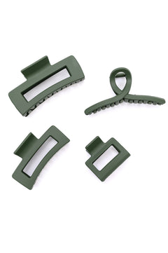 Claw Clip Set of 4 in Forest Green - Molliee Boutique