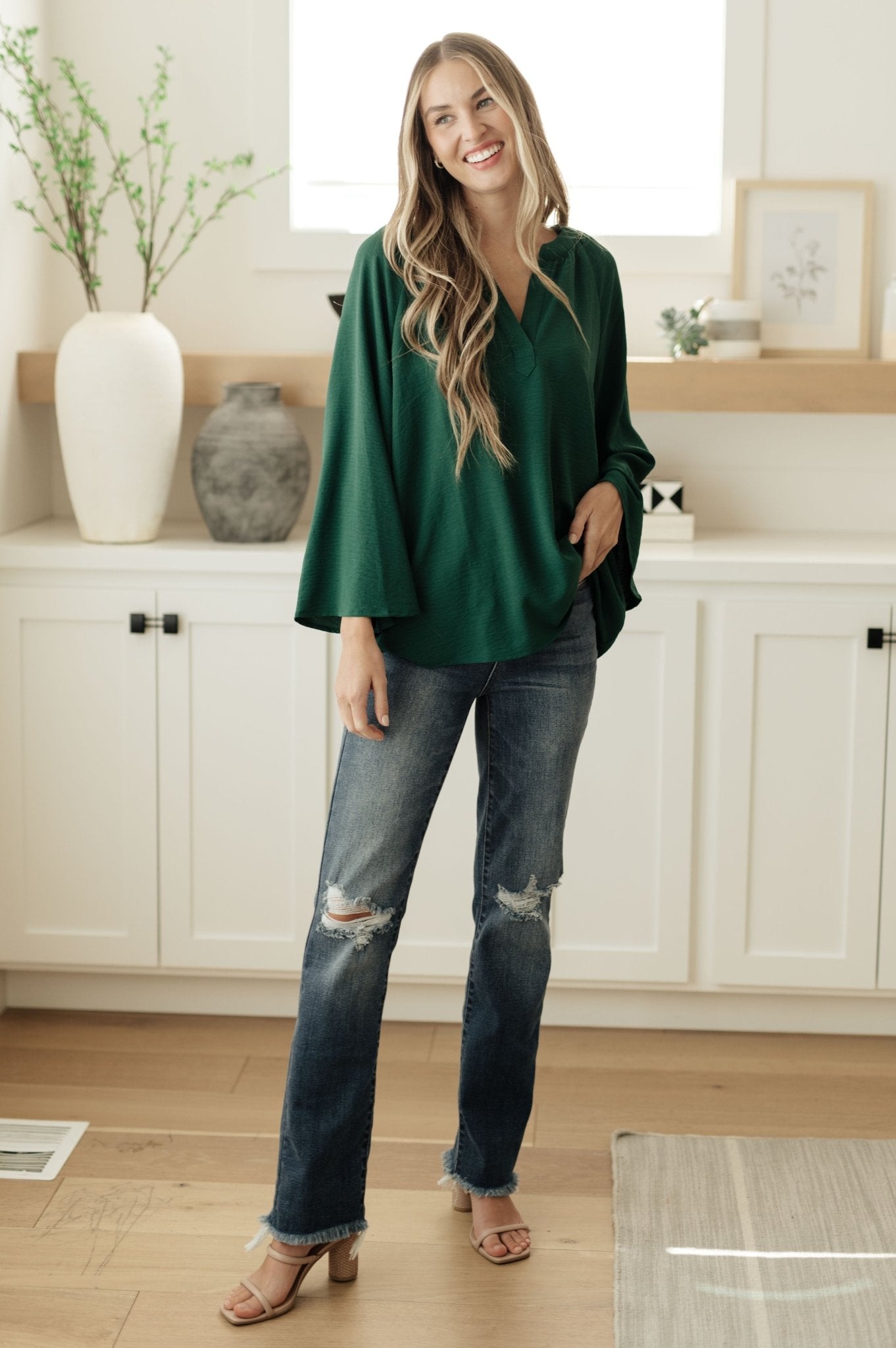 Climb On V-Neck Blouse - Molliee Boutique