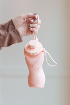 Collapsing Silicon Water Bottle in Diamond Pink - Molliee Boutique