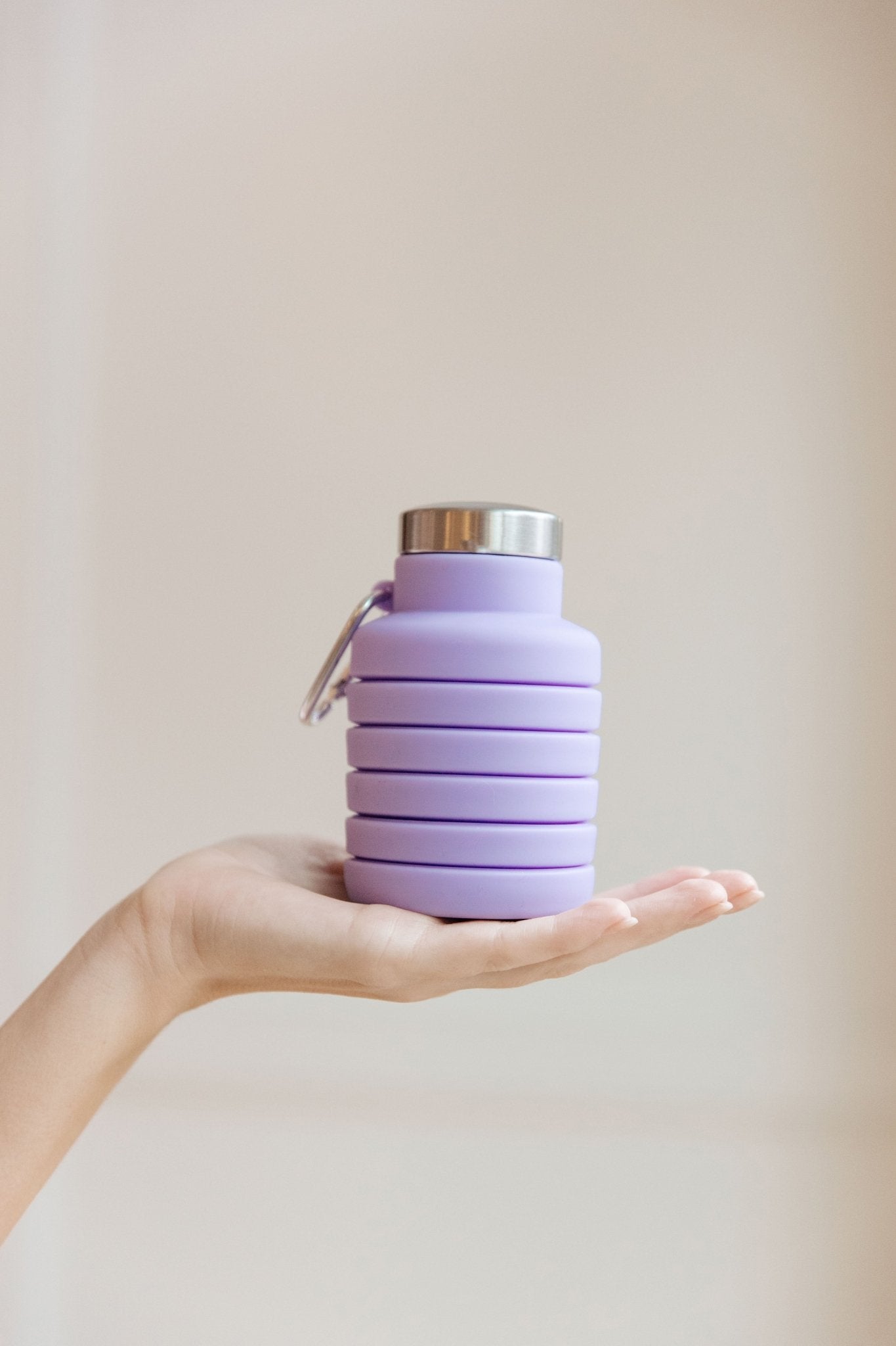 Collapsing Silicon Water Bottle in Purple - Molliee Boutique