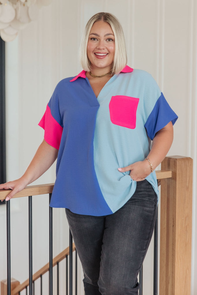 Color Me Cool Color Block Top - Molliee Boutique