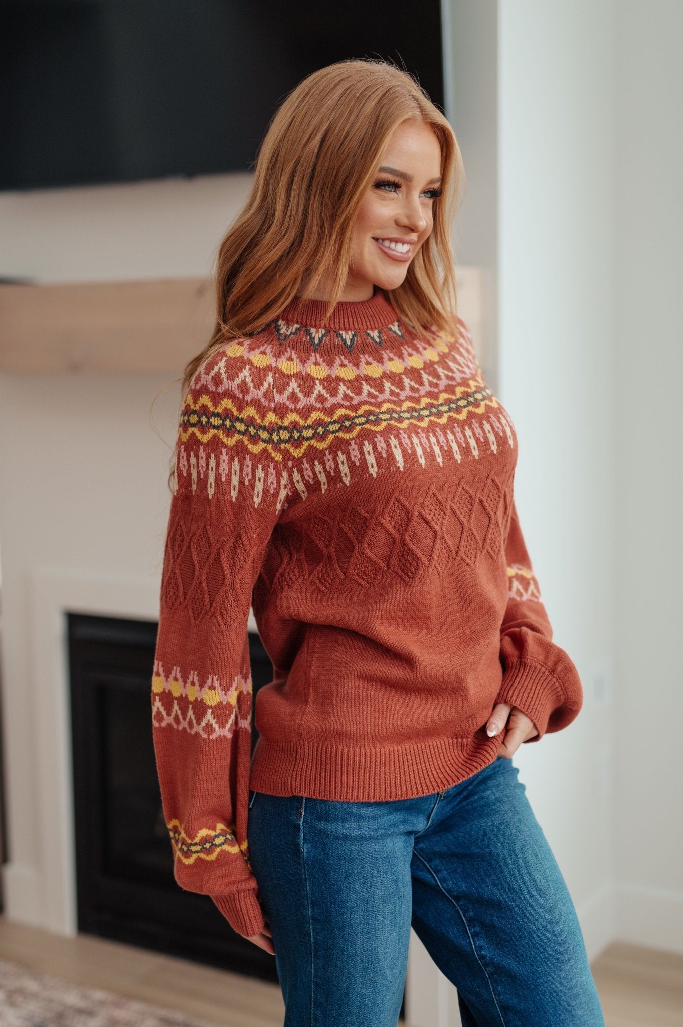 Cozy Chalet Fair Isle Sweater - Molliee Boutique