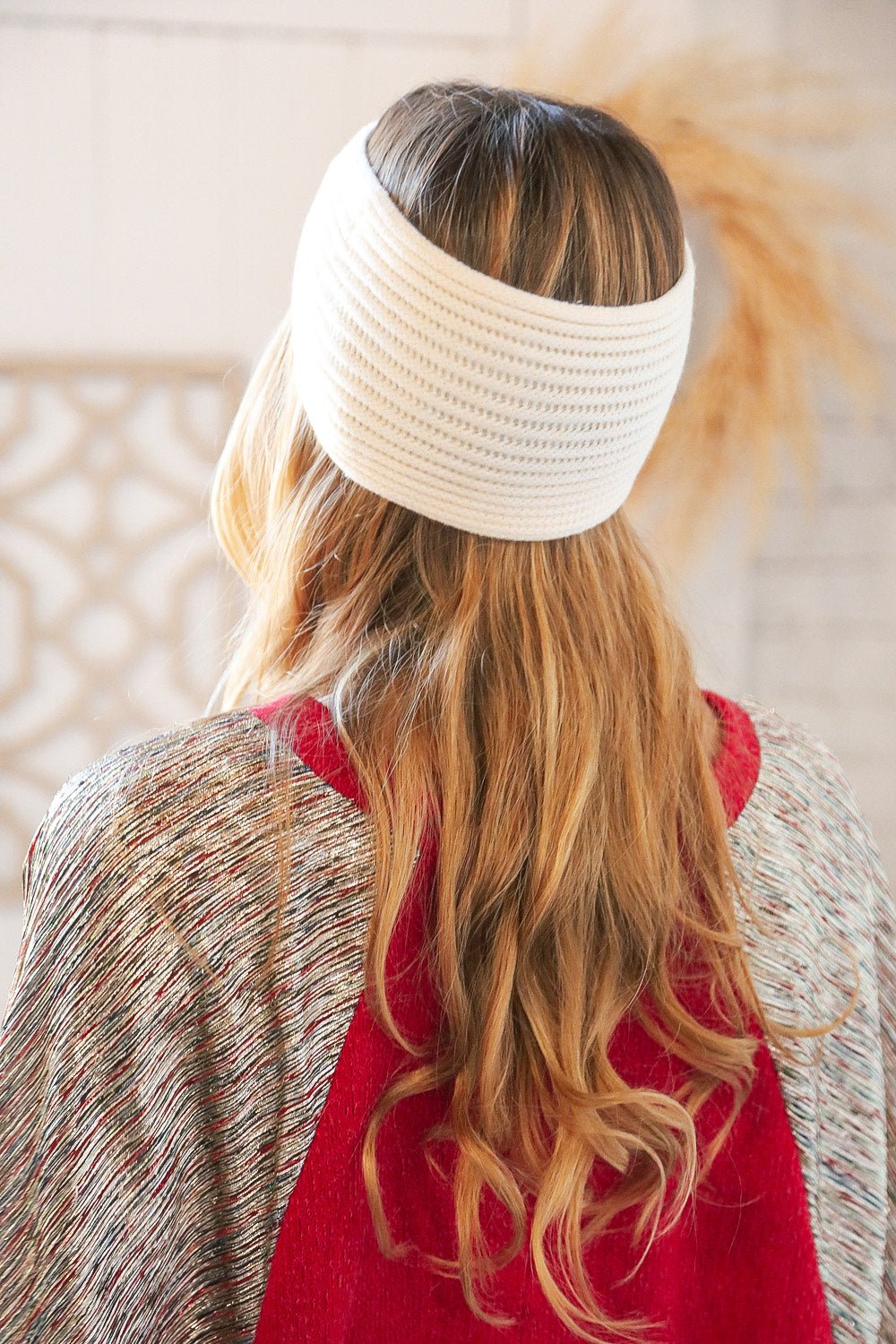 Cream Knit Twist Stretchy Headband - Molliee Boutique