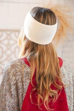 Cream Knit Twist Stretchy Headband - Molliee Boutique