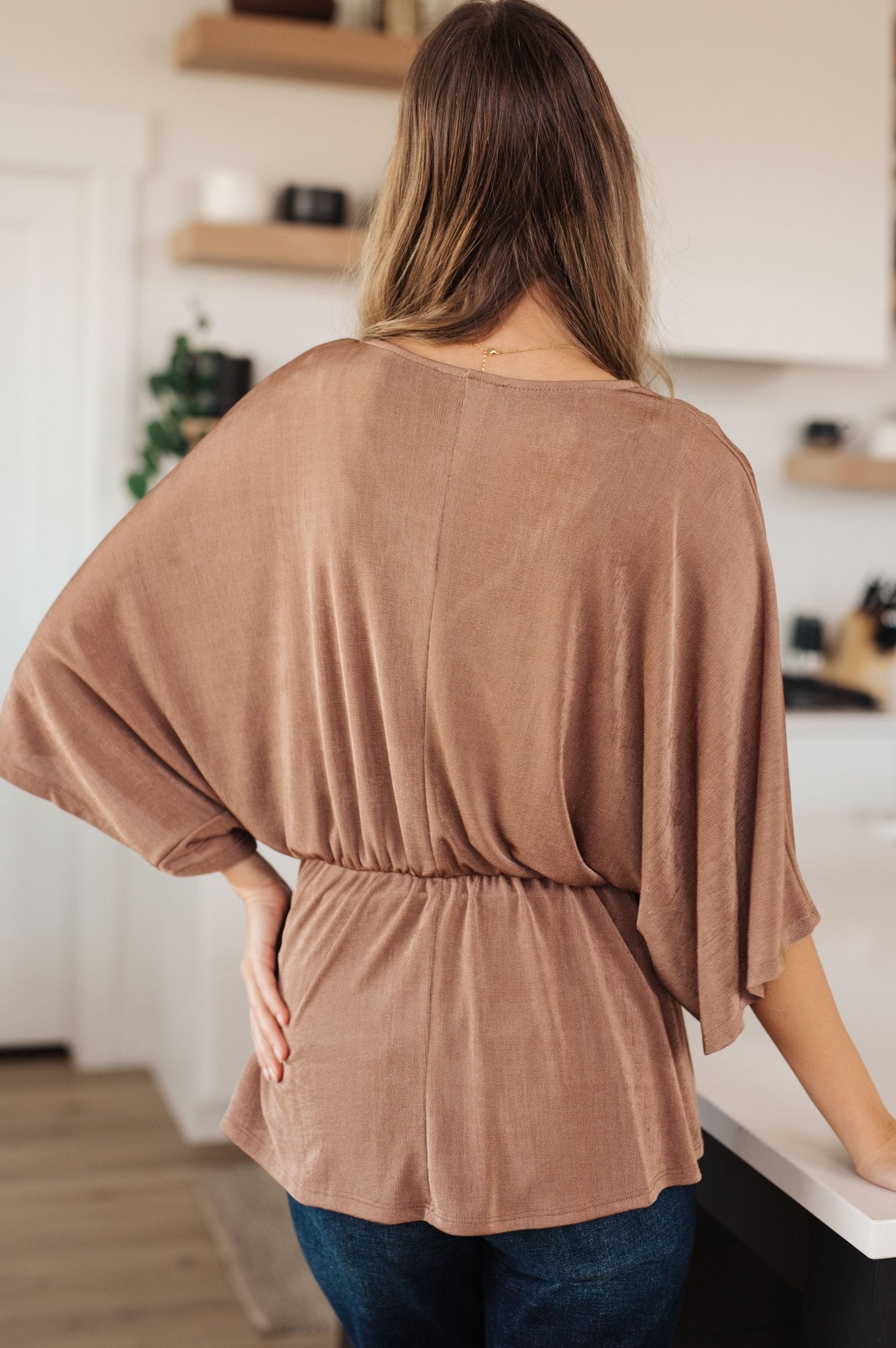 Dazzlingly Draped V-Neck Blouse - Molliee Boutique