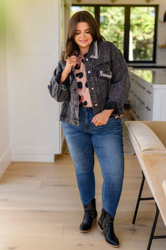 Denim And Pearls Denim Jacket - Molliee Boutique