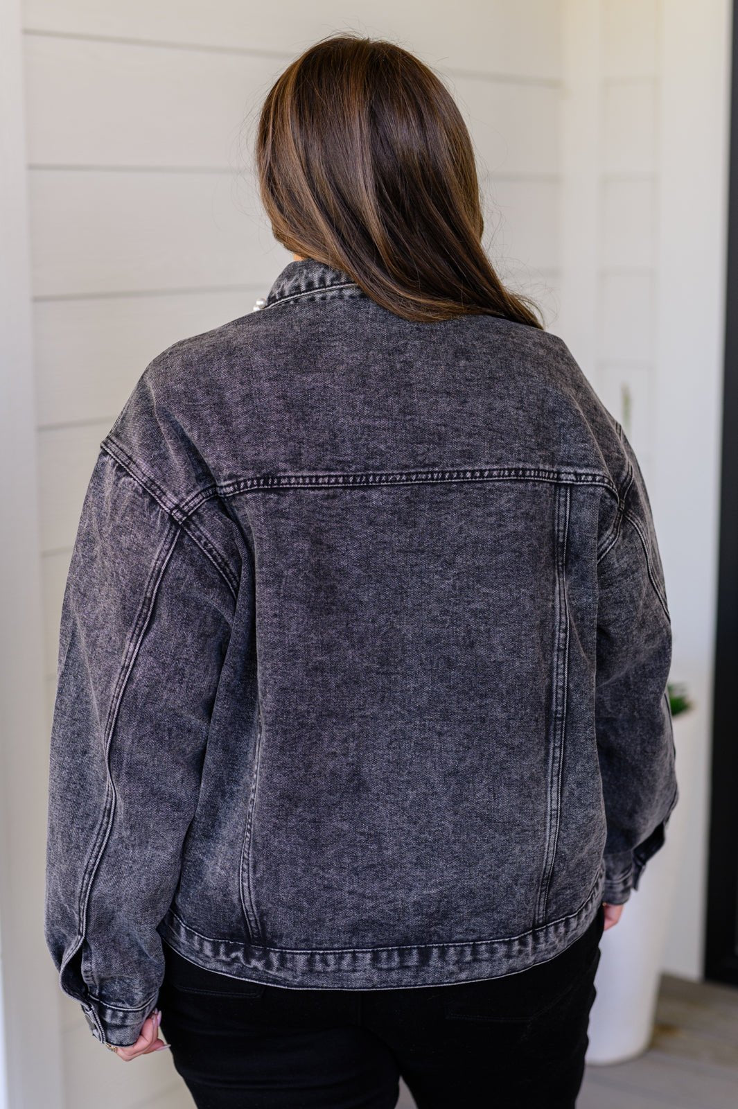 Denim And Pearls Denim Jacket - Molliee Boutique