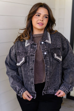 Denim And Pearls Denim Jacket - Molliee Boutique