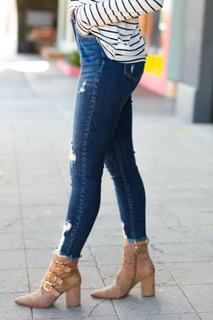 Distressed Denim High Rise Skinny Ankle Jeans - Molliee Boutique