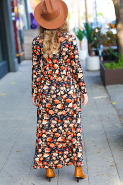 Diva Days Black Floral Long Sleeve Maxi Dress - Molliee Boutique