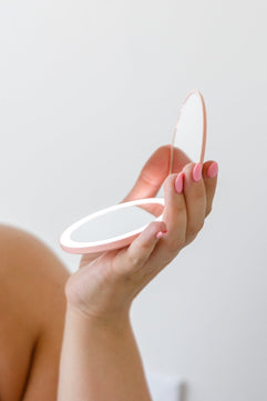 Double Take LED Compact Mirror in Pink - Molliee Boutique