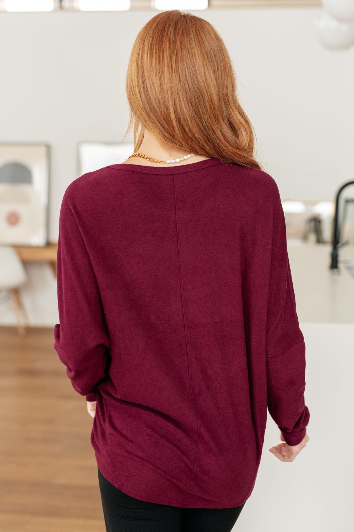 Drive Downtown Dolman Sleeve Top in Wine - Molliee Boutique