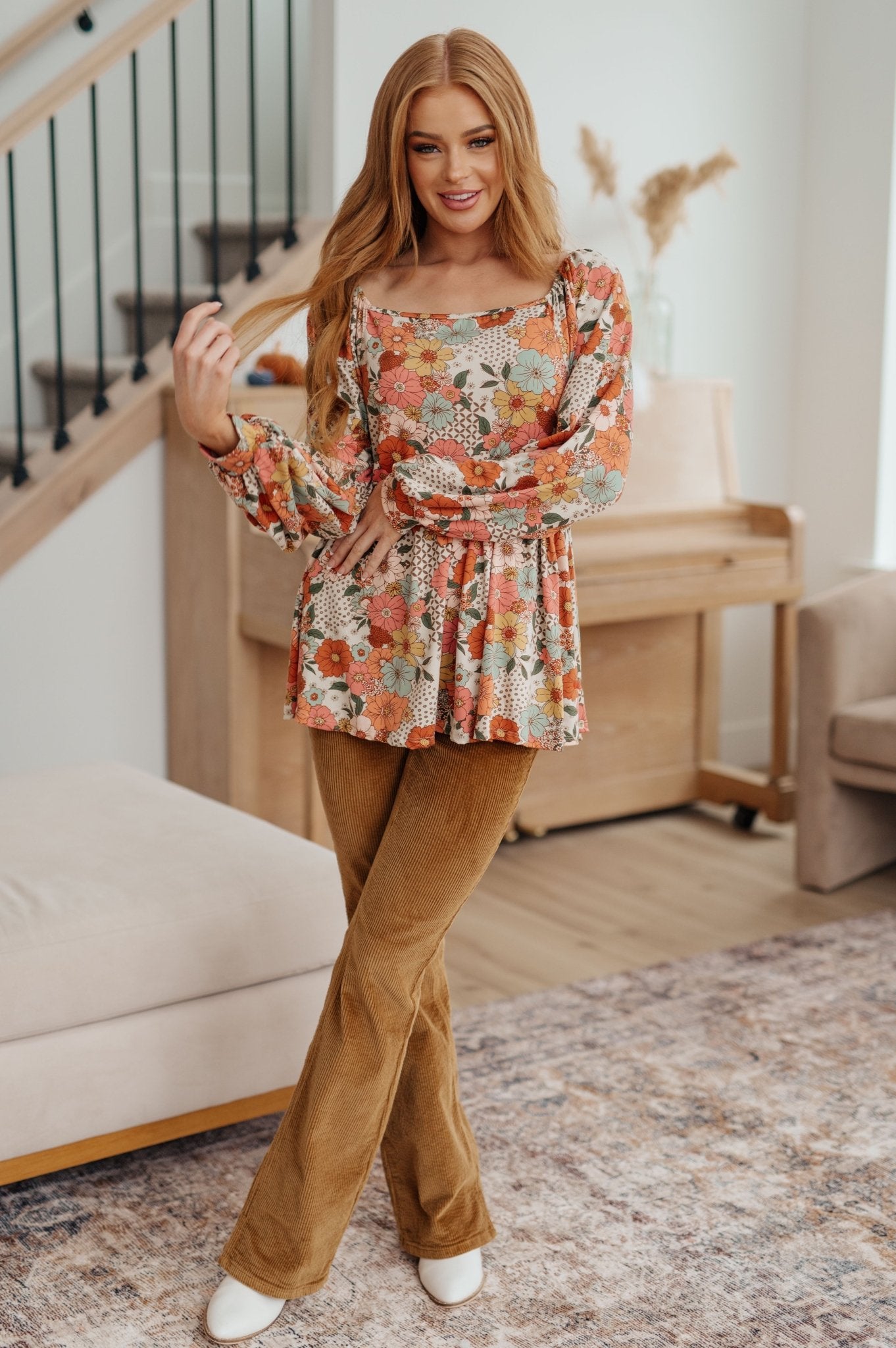 Fall For Florals Babydoll Top - Molliee Boutique