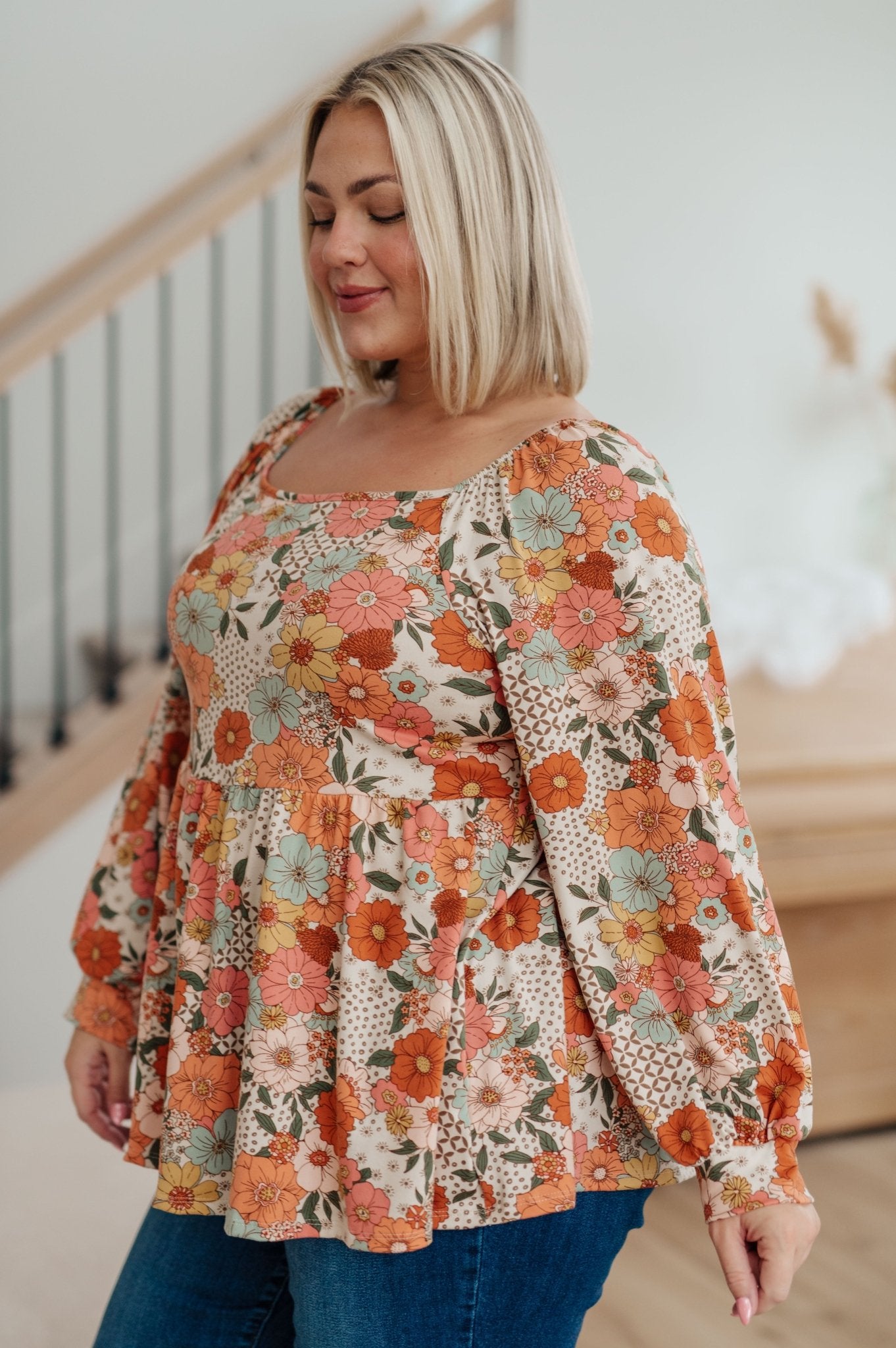 Fall For Florals Babydoll Top - Molliee Boutique