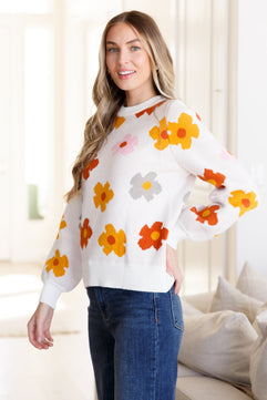 Falling Flowers Floral Sweater - Molliee Boutique