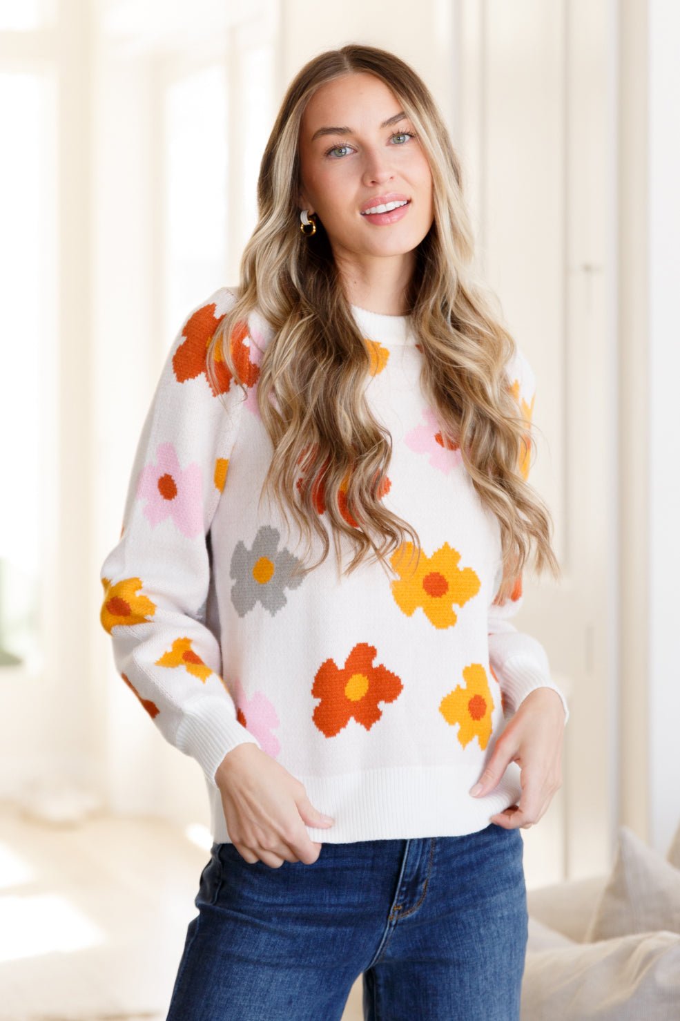 Falling Flowers Floral Sweater - Molliee Boutique