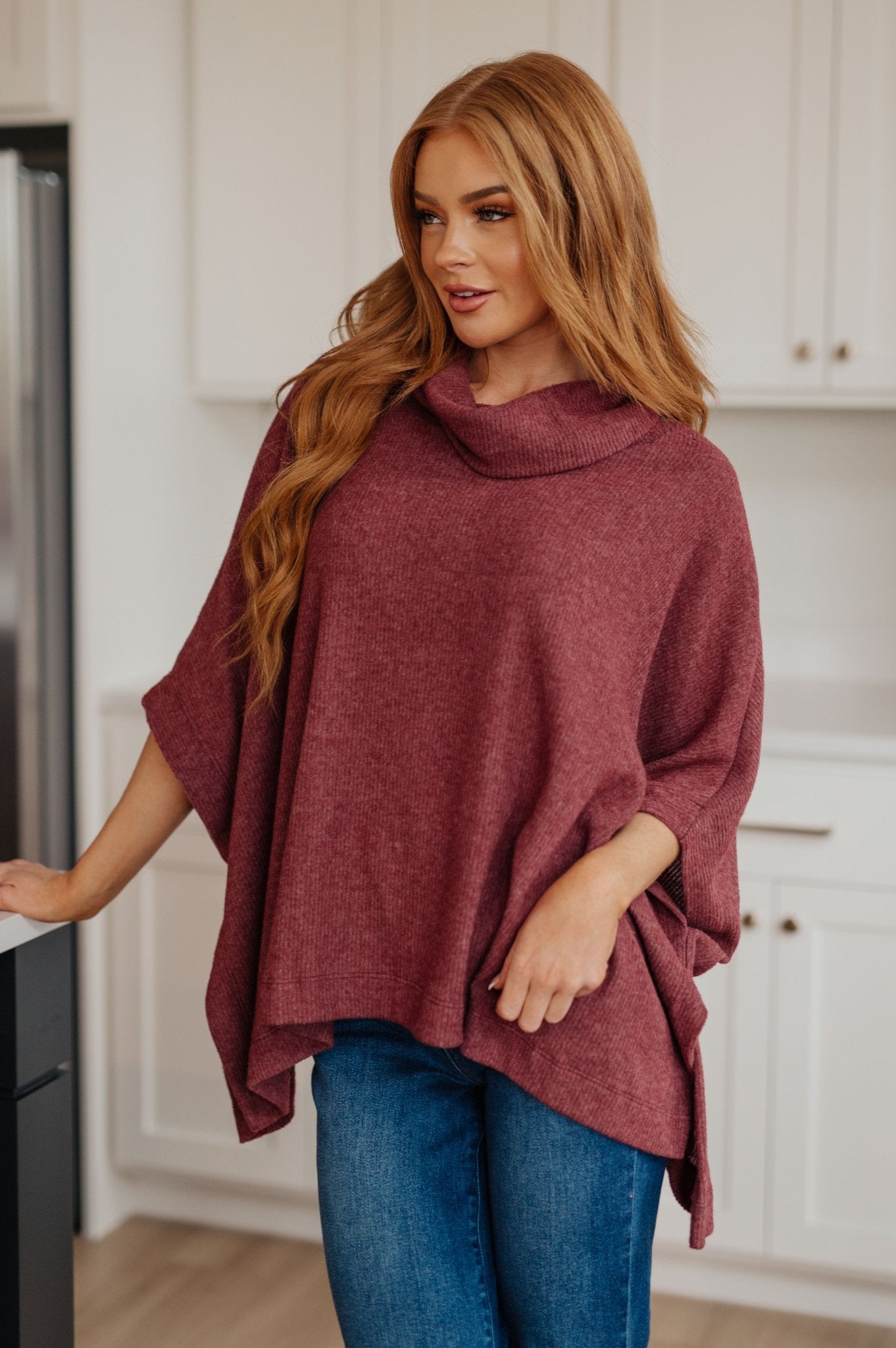 Forgive Me Cowl Neck Poncho - Molliee Boutique