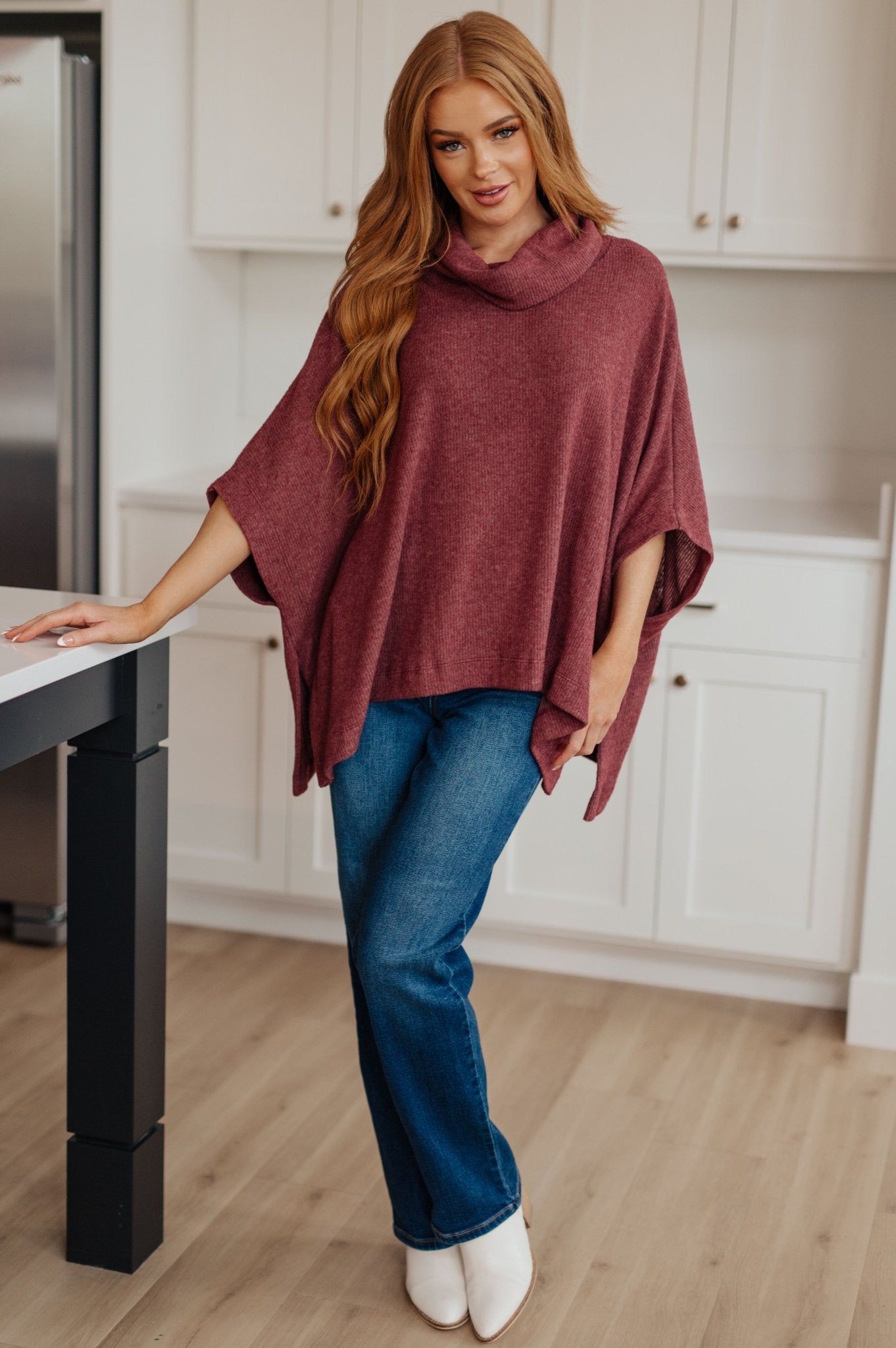 Forgive Me Cowl Neck Poncho - Molliee Boutique