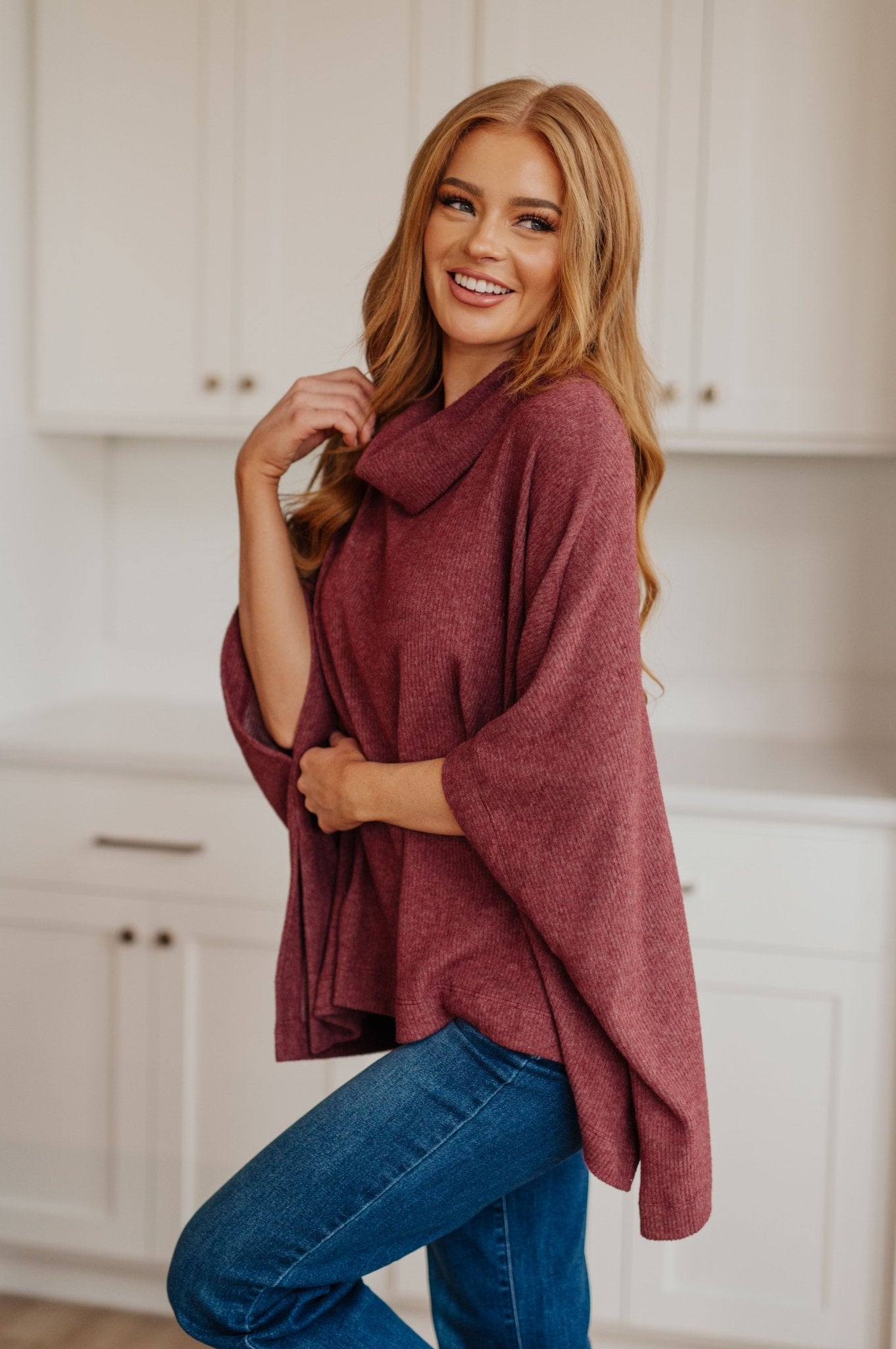 Forgive Me Cowl Neck Poncho - Molliee Boutique