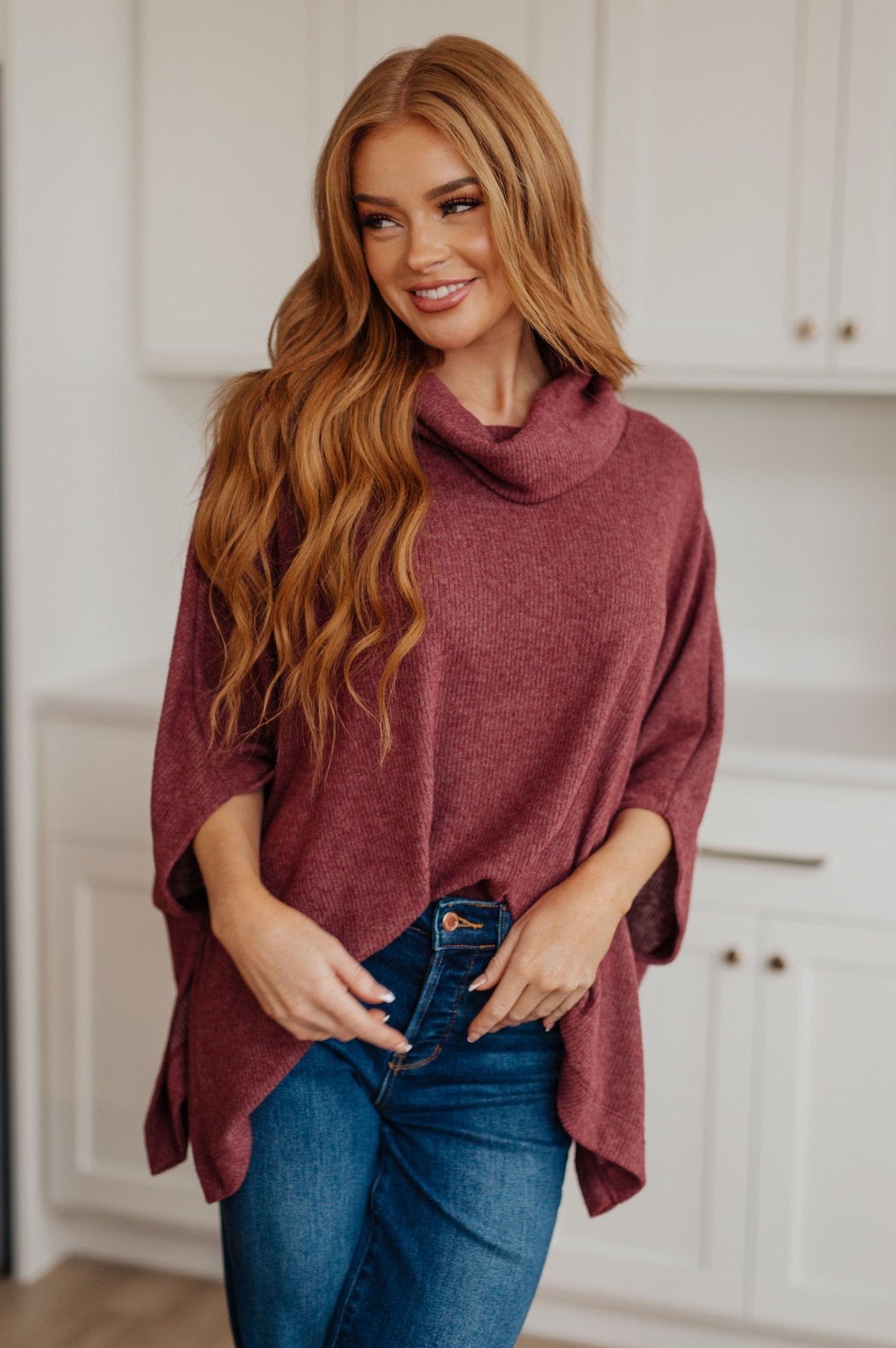 Forgive Me Cowl Neck Poncho - Molliee Boutique