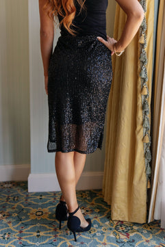 Gilded Age Sequin Skirt in Black - Molliee Boutique