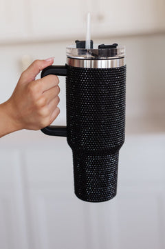 Glam Girl 40 oz Rhinestone Tumbler in Black - Molliee Boutique