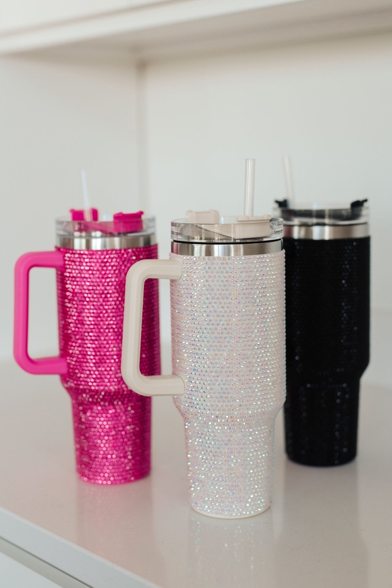 Glam Girl 40 oz Rhinestone Tumbler in Black - Molliee Boutique