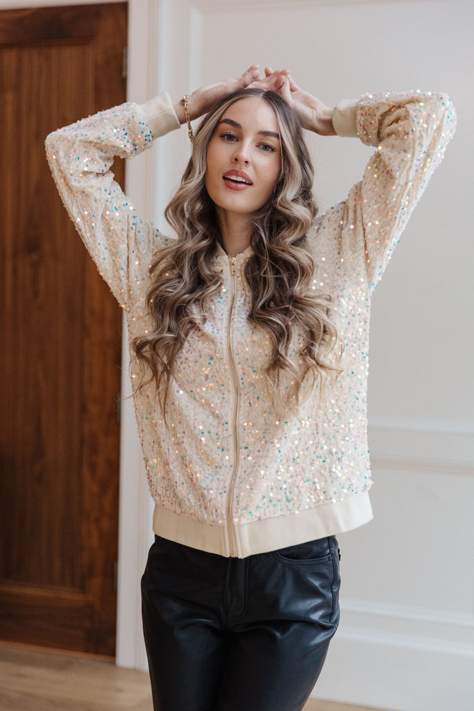 Glitter Bomb Sequin Bomber Jacket - Molliee Boutique