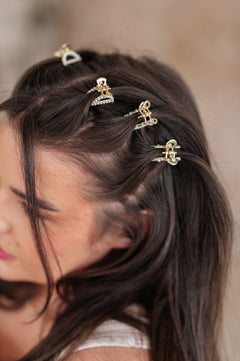 Gold & Pearl Mini Hair Clips Set of Three - Molliee Boutique