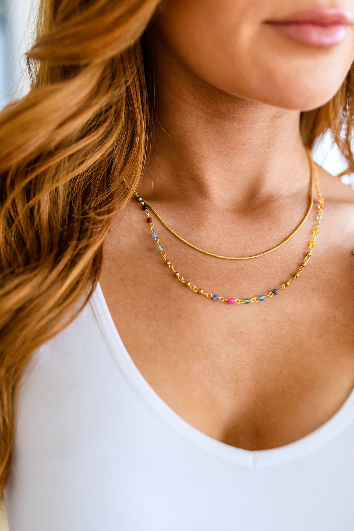 Golden Kaleidoscope Layered Necklace - Molliee Boutique